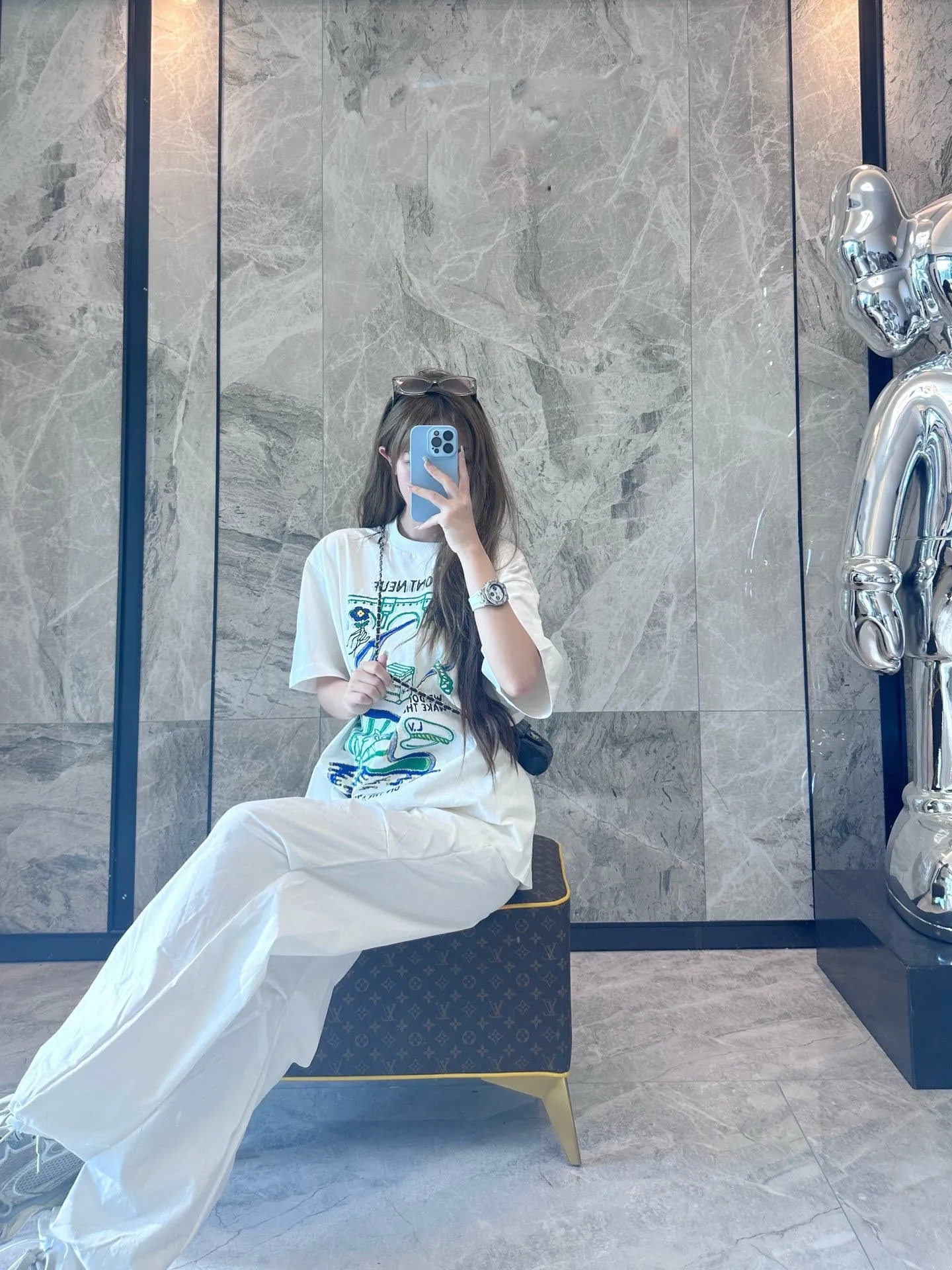 Louis Vuitton/Louis Vuitton 25ss multi-element printed short sleeves